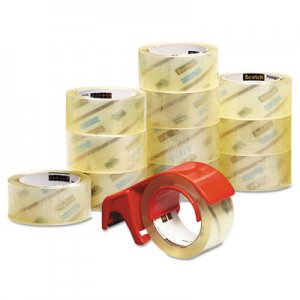 Scotch MMM375012DP3 3750 Commercial Grade Packaging Tape with DP300 Dispenser, 3" Core, 1.88" x 54.6 yds, Clear, 12