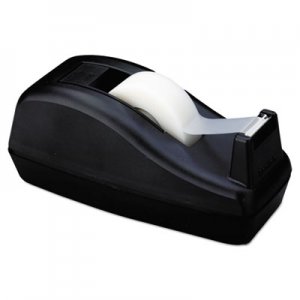 Scotch MMMC40BK Deluxe Desktop Tape Dispenser, Attached 1" Core, Heavily Weighted, Black