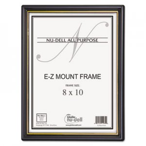 NuDell NUD11800 EZ Mount Document Frame with Trim Accent and Plastic Face, Plastic, 8 x 10, Black/Gold