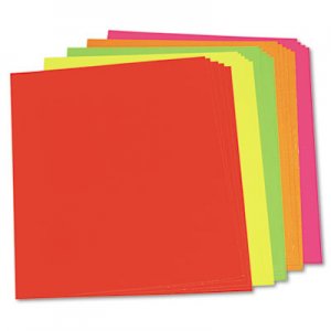 Pacon 104234 Neon Color Poster Board, 28 x 22, Green/Pink/Red/Yellow, 25/Carton