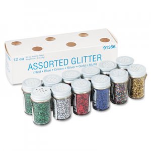 Pacon 91356 Spectra Glitter, .04 Hexagon Crystals, Assorted, .75 oz Shaker-Top Jar, 12/Pack