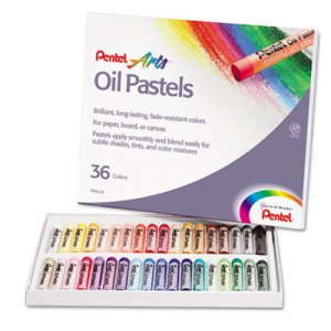 Pentel PENPHN36 Oil Pastel Set With Carrying Case,36-Color Set, Assorted, 36/Set