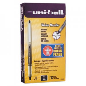 Uni-Ball 1734903 Vision Needle Roller Ball Stick Liquid Pen, Black Ink, Fine, Dozen