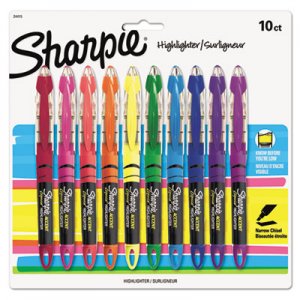 Sharpie 24415PP Accent Liquid Pen Style Highlighter, Chisel Tip, Assorted, 10/Set