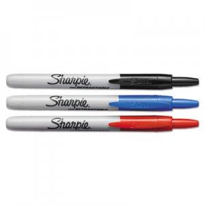 Sharpie 32726PP Retractable Permanent Markers, Fine Point, Assorted, 3/Set