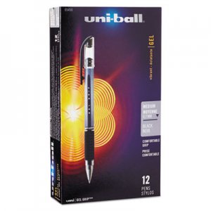Uni-Ball 65450 Signo Gel GRIP Roller Ball Stick Gel Pen, Black Ink, Medium, Dozen