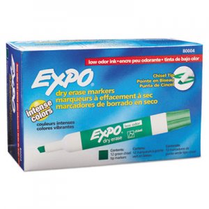 EXPO 80004 Low Odor Dry Erase Marker, Chisel Tip, Green, Dozen