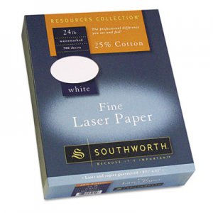 Southworth SOU3172410 25% Cotton Laser Paper, White, 24 lbs., Smooth Finish, 8-1/2 x 11, 500/Box