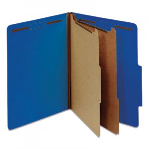 Universal UNV10301 Bright Colored Pressboard Classification Folders, 2 Dividers, Letter Size, Cobalt Blue Cover, 10/Box