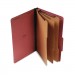 Universal UNV10295 Eight-Section Pressboard Classification Folders, 3 Dividers, Legal Size, Red, 10/Box