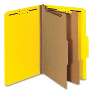 Universal UNV10314 Bright Colored Pressboard Classification Folders, 2 Dividers, Legal Size, Yellow, 10/Box