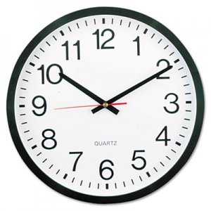Universal UNV10431 Classic Round Wall Clock, 12.63" Overall Diameter, Black Case, 1 AA (sold separately)