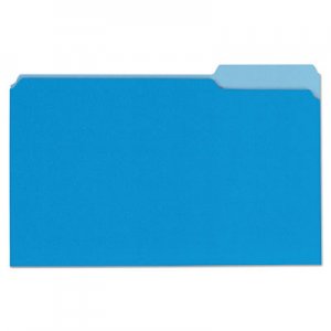 Universal UNV10521 Deluxe Colored Top Tab File Folders, 1/3-Cut Tabs, Legal Size, Blue/Light Blue, 100/Box