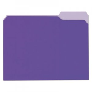 Universal UNV10505 Deluxe Colored Top Tab File Folders, 1/3-Cut Tabs, Letter Size, Violet/Light Violet, 100/Box