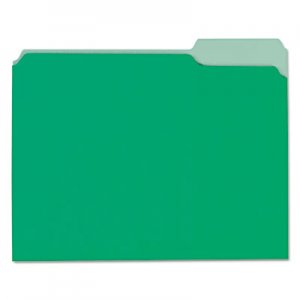 Universal UNV12302 Interior File Folders, 1/3-Cut Tabs, Letter Size, Green, 100/Box