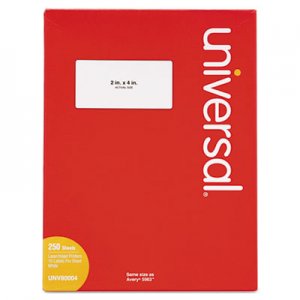 Universal UNV80004 White Labels, Inkjet/Laser Printers, 2 x 4, White, 10/Sheet, 250 Sheets/Box