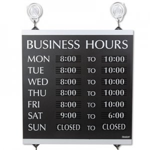 Headline Sign 4247 Century Series Business Hours Sign, Heavy-Duty Plastic, 13 x 14, Black