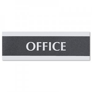 Headline Sign 4762 Century Series Office Sign, OFFICE, 9 x 3, Black/Silver