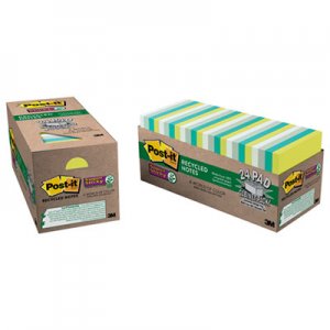 Post-it Notes Super Sticky MMM65424SSTCP Recycled Notes in Bora Bora Colors, 3 x 3, 70/Pad, 24 Pads/Pack