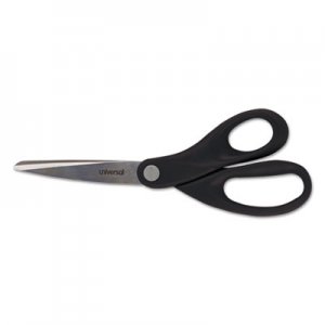 Universal UNV92009 Stainless Steel Office Scissors, 8" Long, 3.75" Cut Length, Black Straight Handle