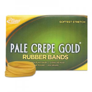 Alliance 21405 Pale Crepe Gold Rubber Bands, Sz. 117B, 7 x 1/8, 1lb Box