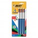 BIC MMP31 4-Color Ballpoint Retractable Pen, Assorted Ink, 1mm, Medium, 3/Pack
