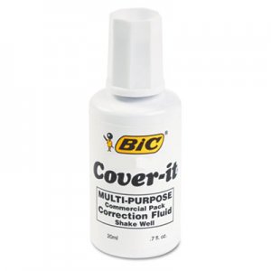 BIC BICWOC12WE Cover-It Correction Fluid, 20 ml Bottle, White