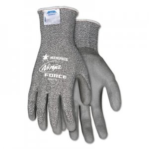 MCR CRWN9677L Ninja Force Polyurethane Coated Gloves, Large, Gray, Pair