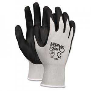 Memphis 9673S Economy Foam Nitrile Gloves, Small, Gray/Black, 12 Pairs