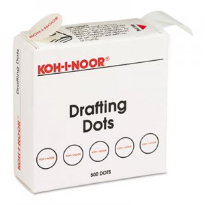 Koh-I-Noor KOH25900J01 Adhesive Drafting Dots, 0.88" dia, Dries Clear, 500/Box