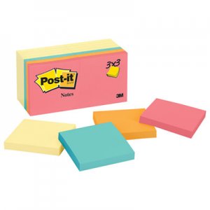 Post-it Notes MMM65414YWM Original Pads Value Pack, 3 x 3, 7 Canary, 7 Cape Town, 100/Pad, 14 Pads