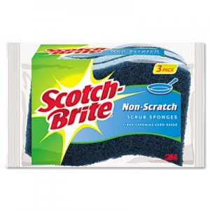 Scotch-Brite MMMMP38D Non-Scratch Multi-Purpose Scrub Sponge, 4 2/5 x 2 3/5, Blue, 3/Pack