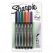 Sharpie 1976527 Plastic Point Stick Permanent Water Resistant Pen, Assorted, Fine, 6/Pack