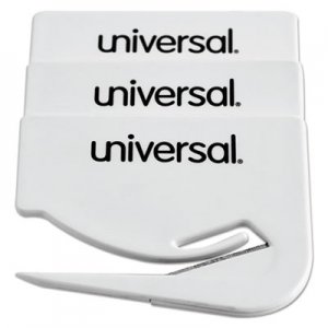 Universal UNV31803 Letter Slitter Hand Letter Opener w/Concealed Blade, 2 1/2", White, 3/Pack
