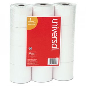 Universal UNV35715GN Impact and Inkjet Print Bond Paper Rolls, 0.5" Core, 2.25" x 130 ft, White, 12/Pack
