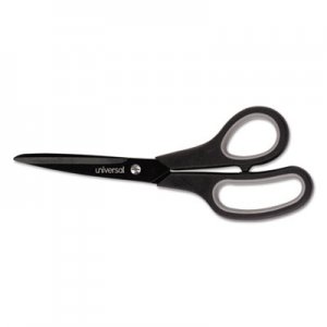 Universal UNV92021 Industrial Carbon Blade Scissors, 8" Long, 3.5" Cut Length, Black/Gray Straight Handle