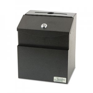 Vertiflex VRT50085 Steel Suggestion Box with Locking Top, 7 x 6 x 8 1/2, Black