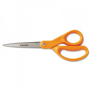 Fiskars FSK34527797J Home and Office Scissors, 8" Long, 3.5" Cut Length, Orange Straight Handle