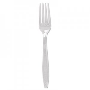 SOLO Cup Company SCCGDC5FK0090 Guildware Heavyweight Plastic Cutlery, Forks, Clear, 1000/Carton