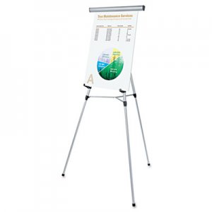 Universal UNV43050 3-Leg Telescoping Easel with Pad Retainer, Adjusts 34" to 64", Aluminum, Silver