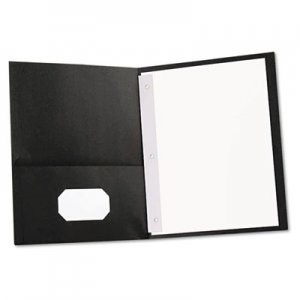 Universal UNV57114 Two-Pocket Portfolios with Tang Fasteners, 11 x 8 1/2, Black, 25/Box