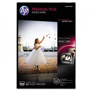 HP CR668A Premium Plus Photo Paper, 80 lbs., Glossy, 4 x 6, 100 Sheets/Pack