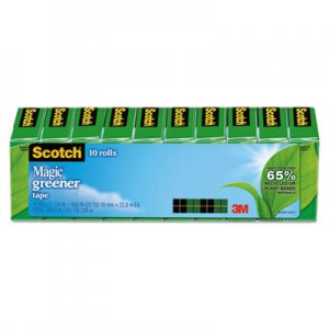 Scotch 81210P Magic Greener Tape, 3/4" x 900", 1" Core, 10/Pack