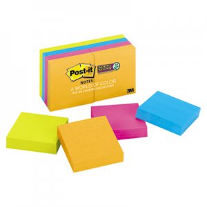Post-it Notes Super Sticky MMM6228SSAU Pads in Rio de Janeiro Colors, 2 x 2, 90-Sheet, 8/Pack