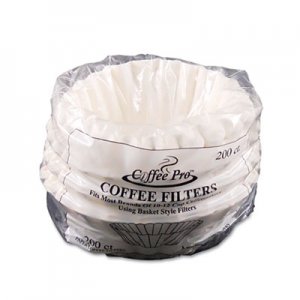 Coffee Pro OGFCPF200 Basket Filters for Drip Coffeemakers, 10 to 12-Cups, White, 200 Filters/Pack