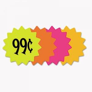 COSCO COS090249 Die Cut Paper Signs, 4" Round, Assorted Colors, Pack of 60 Each