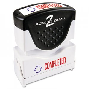ACCUSTAMP2 COS035538 Pre-Inked Shutter Stamp with Microban, Red/Blue, COMPLETED, 1 5/8 x 1/2