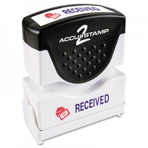 ACCUSTAMP2 COS035537 Pre-Inked Shutter Stamp with Microban, Red/Blue, RECEIVED, 1 5/8 x 1/2