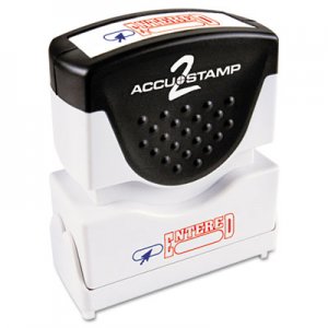 ACCUSTAMP2 COS035544 Pre-Inked Shutter Stamp with Microban, Red/Blue, ENTERED, 1 5/8 x 1/2
