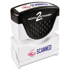 ACCUSTAMP2 COS035606 Pre-Inked Shutter Stamp with Microban, Red/Blue, SCANNED, 1 5/8 x 1/2